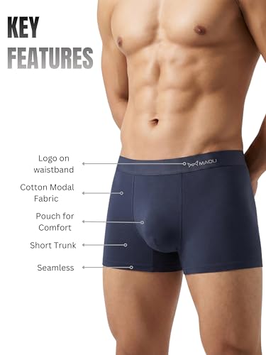 Image of MAOU Men's Premium Cotton Modal Boxer Briefs | Ultra-Soft Stretch Fabric with 5% Spandex | Moisture-Wicking, Breathable, No Ride-Up Underwear for Daily Comfort (M-XL)