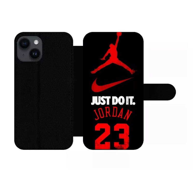 Protection iPhone 14 Jordan Basket 23 étui à rabat simili-cuir noir