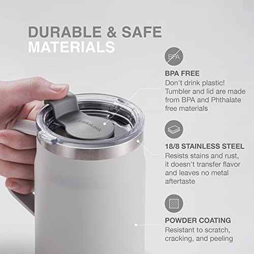 Locknlock Stainless Steel Double Wall Insulated With Handle, Lid, 16 Oz, Mint Metro Mug #TOP3