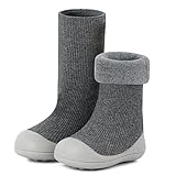MK MATT KEELY Baby Winter Warm Sock Shoes Toddlers Thick Pre Walkers with Anti-Slip Rubber Sole,Grey,12-18 Months - Image 5