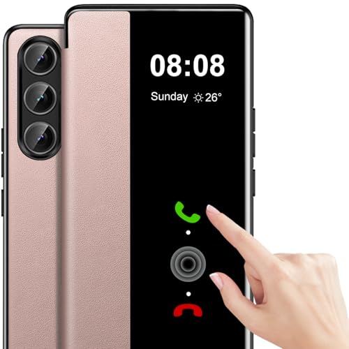 Coque Samsung Galaxy A35 Case S View Clear View Rabat Rose Antichoc