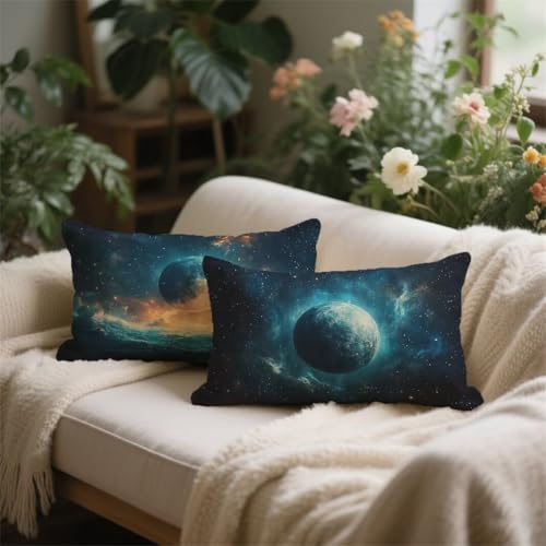 Coussin exterieur impermeable 40x70 turquoise velours rectangulaire jardin