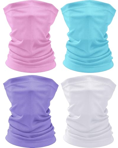 Image of Geyoga 4 Pcs Neck Gaiter Face Cooling Mask UV Sun Protection Scarf Thin Breathable Neck Gaiter Bandana for Men Women Cycling