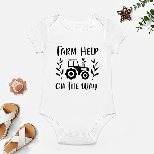 Farm Helper On The Way Infant Bodysuit Girl Short Sleeve Coming Home Outfit for Baby Girl Summer White Unisex 0-34