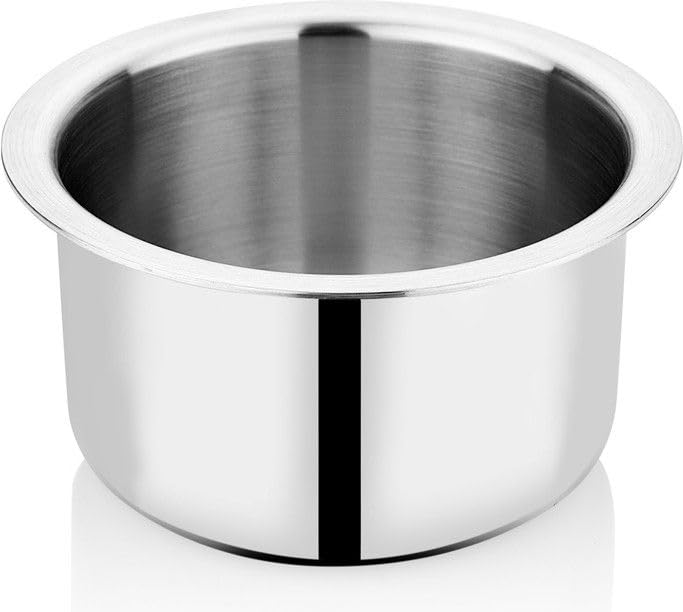 Image of Bhalaria Triply Stainless Steel Tope Flat Bottom 13 | 2.5L Capacity | 2X Faster Heating | Easy to Clean | Uses Less Oil | 100% Food Safe | No PFOA & PTFE|Gas & Induction Kitchen Cookware