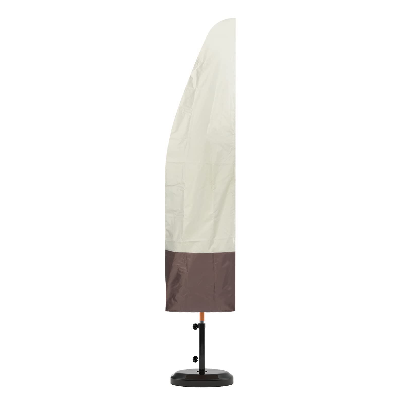 PATIKIL Patio Paraguas Cubierta, Impermeable 420D Oxford Exterior Banana Parasol Cubiertas con Cierre y Telescópica Barra para 7 Pies a 11.5 Pies Compensado Paraguas Beige y Marrón