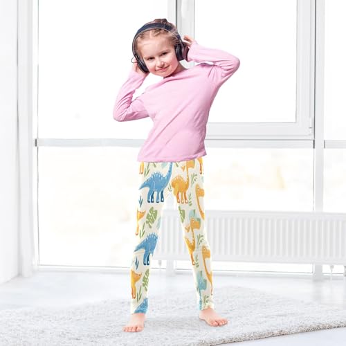 Bolaz Toddler Girls Leggings Printed Yoga Pants Leggings Yellow Blue Dinosaur for Kids4