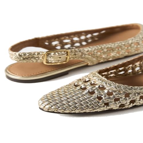 Woven Flats Shoes Women Dressy Comfortable Pointed Close Toe Slingback Dress Shoes Mesh Flats Low Heel with Buckle3