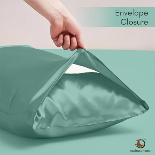 Image of 300 TC Art Silk Satin Pillow Cover Set | Durable Satin Pillow Cover with Envelope Closure | Luxury Satin Pillow Covers | Cozy Satin Pillow Covers (2, Aqua Blue)