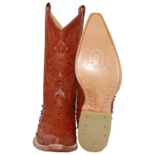 Western Shops Mens Leather Western Boot Embossed Ostrich Quill Print Cowboy Boot2