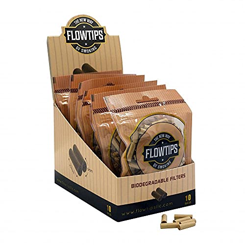 Flowtips Unbleached Biodegradable Organic Raw Filter Tips - 6Mm Pre-Rolled Cigarette Filters 100 Pack #TOP4