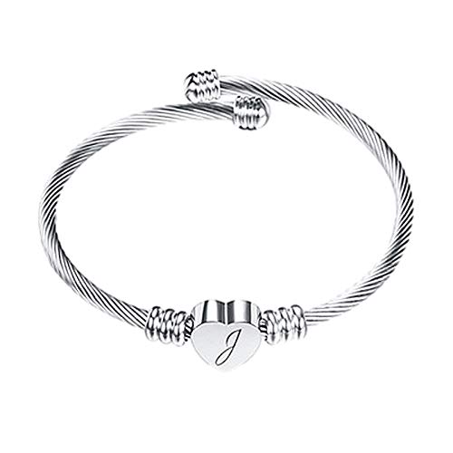 Girls Stainless Steel Bracelet Bangle with Letter Fashion Initial Alphabet Charms Bracelets for Women Dropshipping J