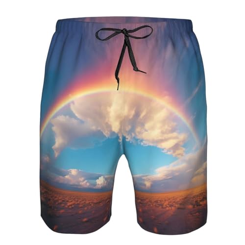 Colorful Rainbow Print Mens Casual Shorts Drawstring Summer Beach Stretch Shorts Novelty Swimtrunks4