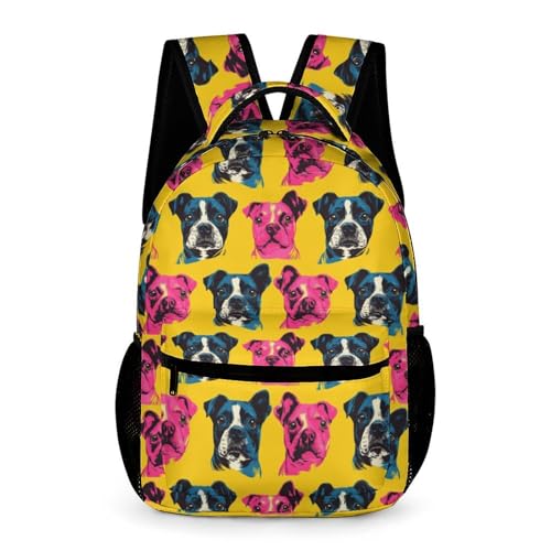 WECECE Zaino Scuola 3D Cute Dog Ragazzo Ragazza 9 Anni Zaino Scolastico Puppy Motif Classe 4 Studenti Zainetto per Libri 43x32x15 cm per Regalo di Compleanno Libri Quaderni