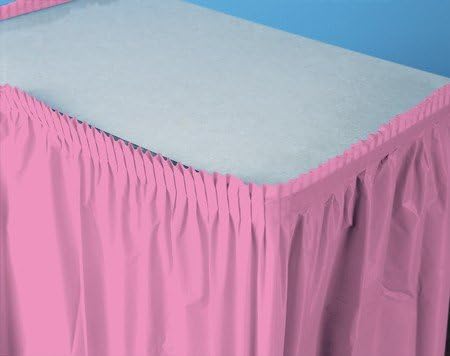 Pack of 6 Candy Pink Pleated Disposable Plastic Picnic Party Table Skirts 14'