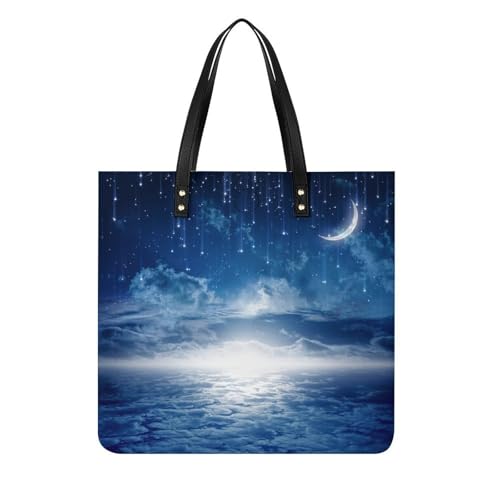 Grand sac à bandoulière Nuages Bleus De Lune grand tote bag de cours et de voyage