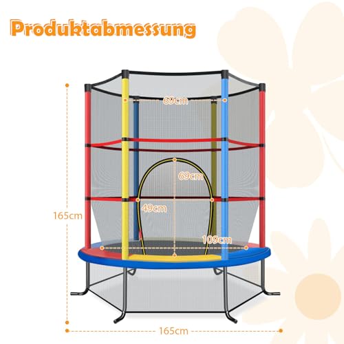 Kindertrampolin Costway Ø165 cm für Innen- und Außenbereich