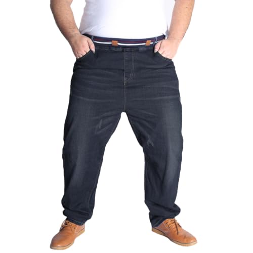 HZQIFEI Jeans Homme Grande Taille Loisir Pantalons en Denim, Jean Pantalons à Coupe Loose Fit Droite (Noir, 3XL)