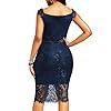 Women's Elegant Fixed V-Neck Classic Floral Lace Bodycon Cocktail Lace Dress (931B-1-3 Navy, L)