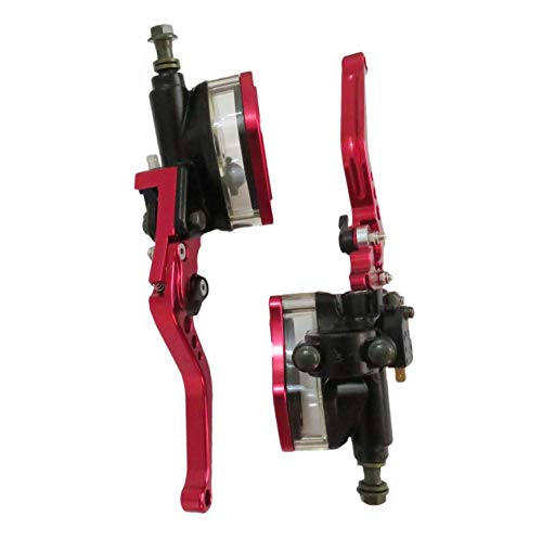 CNC Aluminum 7/8" (22mm) Universal Motorcycle Dual Hydraulic Brake Clutch Master Cylinder Reservoir Lever Fit 50cc-300cc Sport Bike Street Bike Scooter (1 Pair, Red)