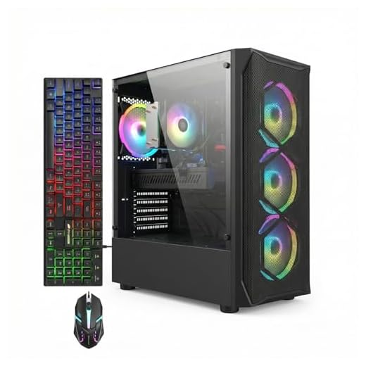 STGAubron Gaming PC Desktop Computer, Intel Core I7 up to 3.9 GHz, Radeon RX 580 8G, 16G RAM, 512G SSD, WiFi, Bluetooth 5.0, RGB Fan x6, RGB BT Sound Bar, Windows 10 Home