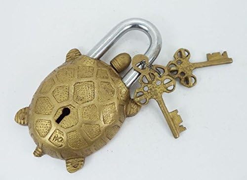 Brass Pad Lock Tortoise/Turtle Shape for Security (Antique Indian Handicraft)