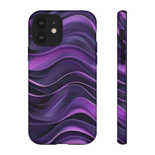 Motif vague violette coque ajustée anti-rayures iPhone 12