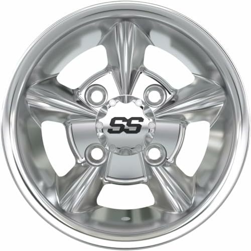 GTW 10 Inch Golf Cart Wheels and Tires Combo | GTW Godfather Chrome Wheels on 20x10-10 (20\") Rogue All Terrain Tires | Set of 4 - Thumbnail 5
