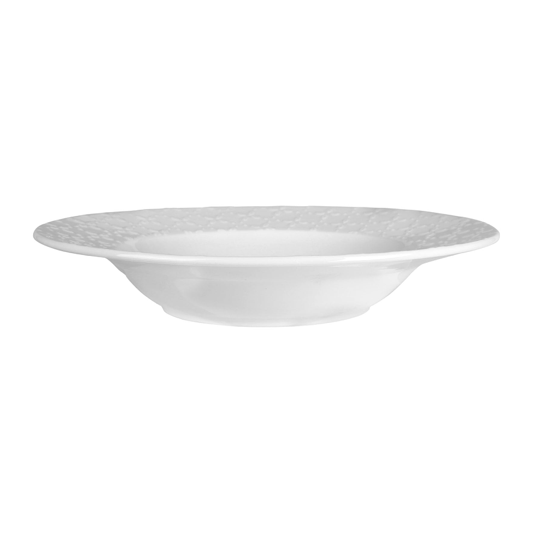 GENEVIEVE LETHU 536302 Soup Plate Diameter 22 cm Model Calais CAUDRY - Porcelain White - Soup Plate Floral Lace Decor