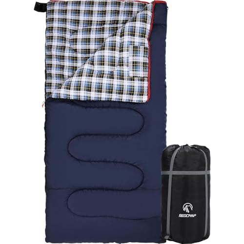 Sac de couchage coton REDCAMP flanelle 3-4 saisons compact bleu marine
