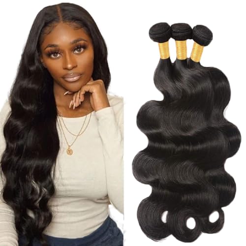 Extension cheveux naturels body wave tissage brésilien 1B noir double weft