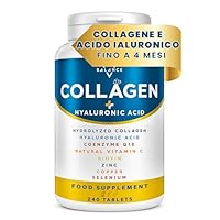 COLLAGENE IDROLIZZATO 2000MG – 240 COMPRESSE | Collagene e Acido Ialuronico, Coenzima Q10, Vitamina C, Biotina e Zinco per Pelle, Ossa e Articolazioni