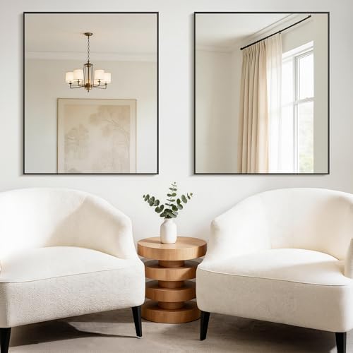 Image of DESBING Black Bathroom Mirror 2 Pack, 30x36 Inch Rectangle Wall Mirrors with Frame, Shatter-Resistant, Modern for Bathroom, Living Room, Entryway - Horizontal or Vertical