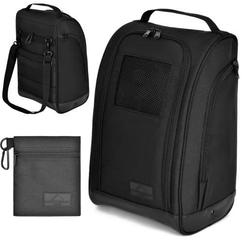 Northwest Coast Golf Shoe Bag With Shoulder Strap - Large Travel Organizer Keeps Your Car, Home And Office Clean Of Dirt And Debris From Shoes - Includes Golf Tee Bag(Black) #TOP1