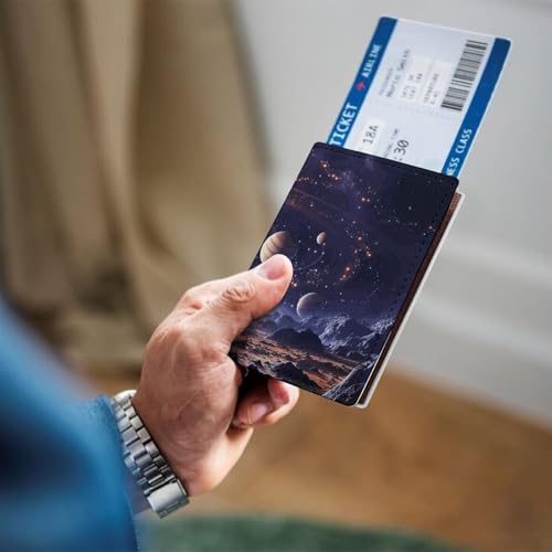 Livre de passeport cuir poisson univers galaxie pour document - 4