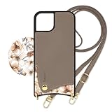 Elegante公式 Shoulder iPhone 17e/16e 用 ケース ショルダー ストラップ クロスボディ スマホショルダー 着脱可 カード ポケット 収納 くすみカラー ゴールドパーツ 首掛け 肩掛け 斜め掛け アイフォン17e 16e 用ケース F03.花柄×トープ