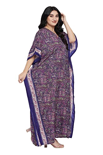 Image of Oussum Women Polyester Casual Long Plus Size Beach Caftan Cover Up Maxi Dress 1X-3X Summer Kaftan Dresses for Women
