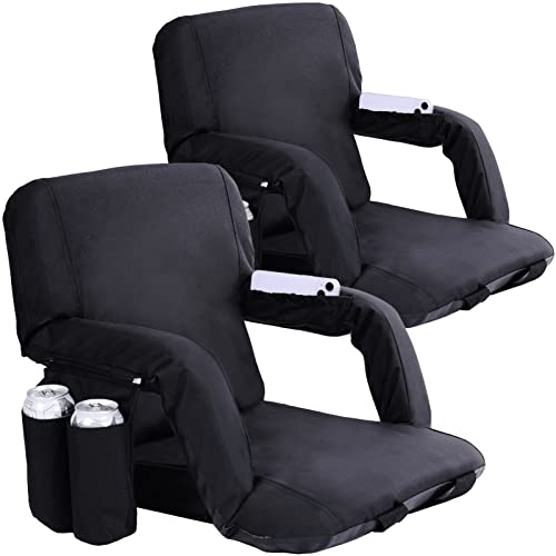 Worldeep Stadium Seats For Bleachers 2 Pack,21In Folding Stadium Seat With Back Support,Extra Comfortable Portable Stadium Chairs With Armrests, 3 Pockets,Carry Bag For Sports Concerts Camping #TOP5