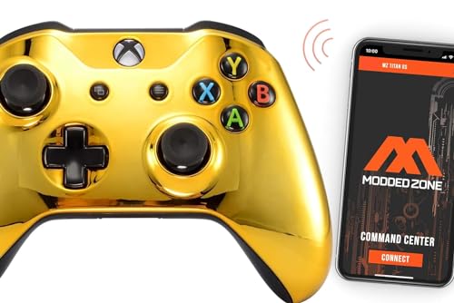 MODDEDZONE Custom MODDED Wireless Controller for Xbox One S/X and PC - With Unique Smart Mods - Best For First Person Shooter Games - Handcrafted by Experts in USA with Unique Design - Gold