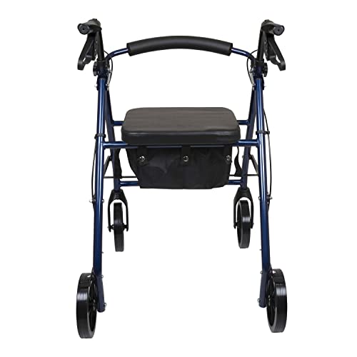 Probasics Deluxe Aluminum Height Adjustable Foldable Rollator Rolling Walker For Seniors With 8" Wheels, Hand Brakes And Flip Up Padded Seat, 300 Lbs. Weight Capacity #TOP3