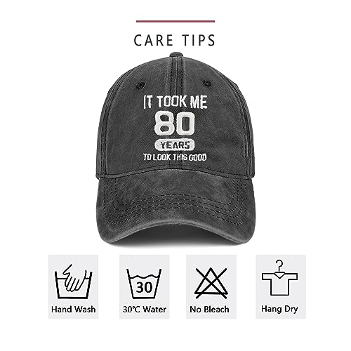 Image of 80th Birthday Gifts 80 Year Old Gifts Ideas for Men Women It Took Me 80 Years to Look This Good Hat Washed Cotton Hat