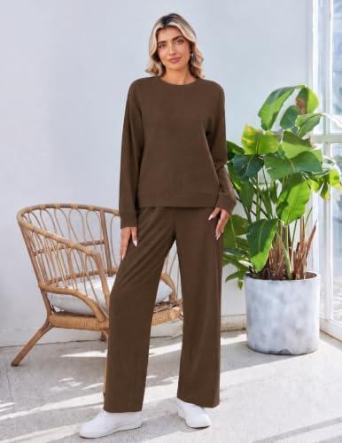 Ekouaer Lounge Sets for Women Textured Corduroy Long-Sleeve Top and Pants - image 5