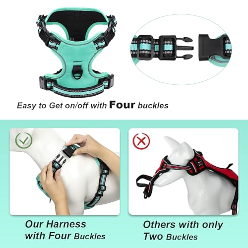 Hundegeschirr No-Pull für Kleine, Große, Mittelgroße Hunde - Weich, Atmungsaktiv, Einstellbar, Reflektierend Mit Gepolstertem Griff - Anti-Zug Brustgeschirr