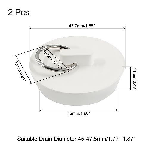 Tapones de desagüe de goma blancos 2 piezas 1-3/4 pulg miniatura 2