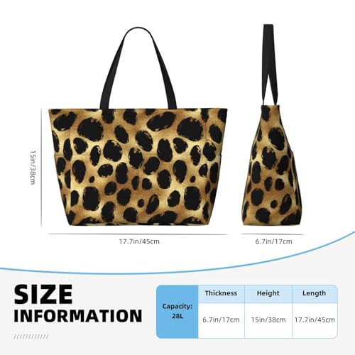 Large Beach Bags for Women Sandproof - Dark Gold Leopard Print Summer Work Travel Tote Bags with Zipper2