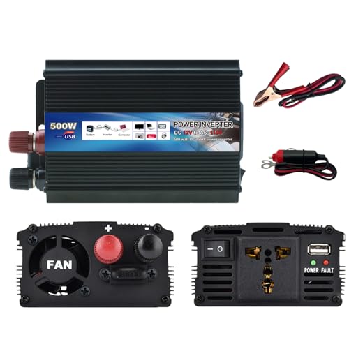 Inversor de corriente 500 W CC 12 V uf 220 V, convertidor de voltaje para coche, caravana, camping