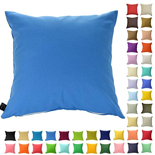 クッションカバー 45cm×45cm カラフル 多色展開 綿 ポリエステル インテリア ソファ シンプル 座椅子 ベッド 枕カバー 座布団 無地 車 北欧 (スティールブルー)