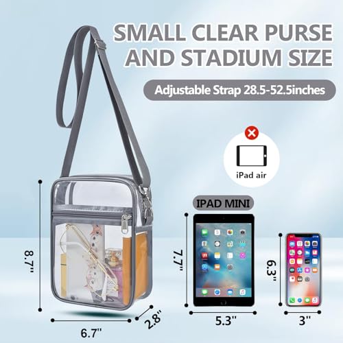 Image of Clear Bag for Stadium Events - Sports Messanger Bag Small Mini Clear Purse for Fan, Concert, Work, Travel