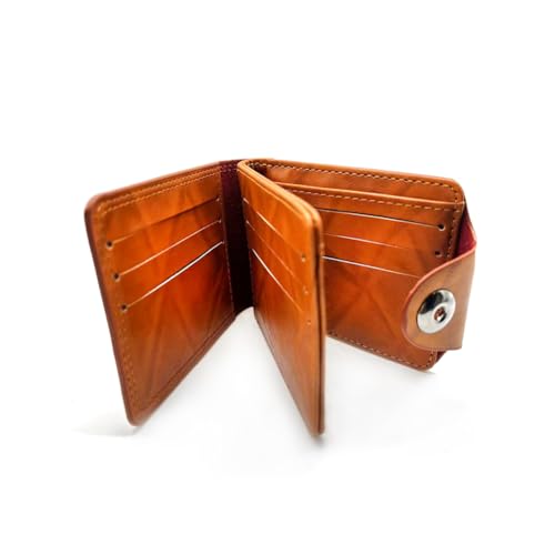 Art&Beauty Wallet for Men Minimalist Us Dollar Bill Leather Wallet Credit Card Photo Holder Money Bifold Safe Purse With Magnetic Buckle(Coffee Color)4