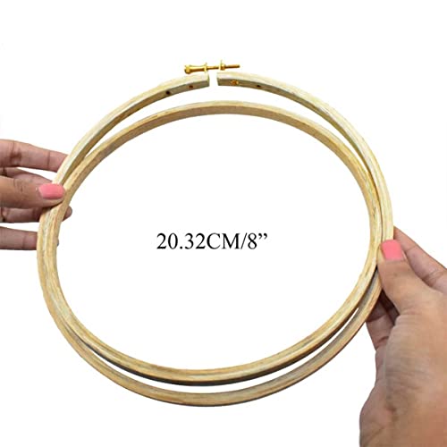 Image of Embroiderymaterial Round Wooden Embroidery Hoop Frame with Brass Metal Screw-Combo of 3 inch, 4 inch, 6 inch, 8 inch & 10 inch